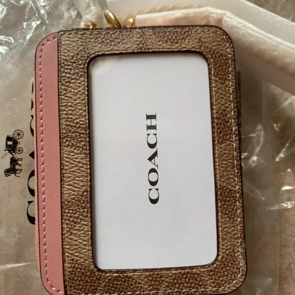 Coach zip card case with chain NWT PRICE FIRM - Picture 3 of 7